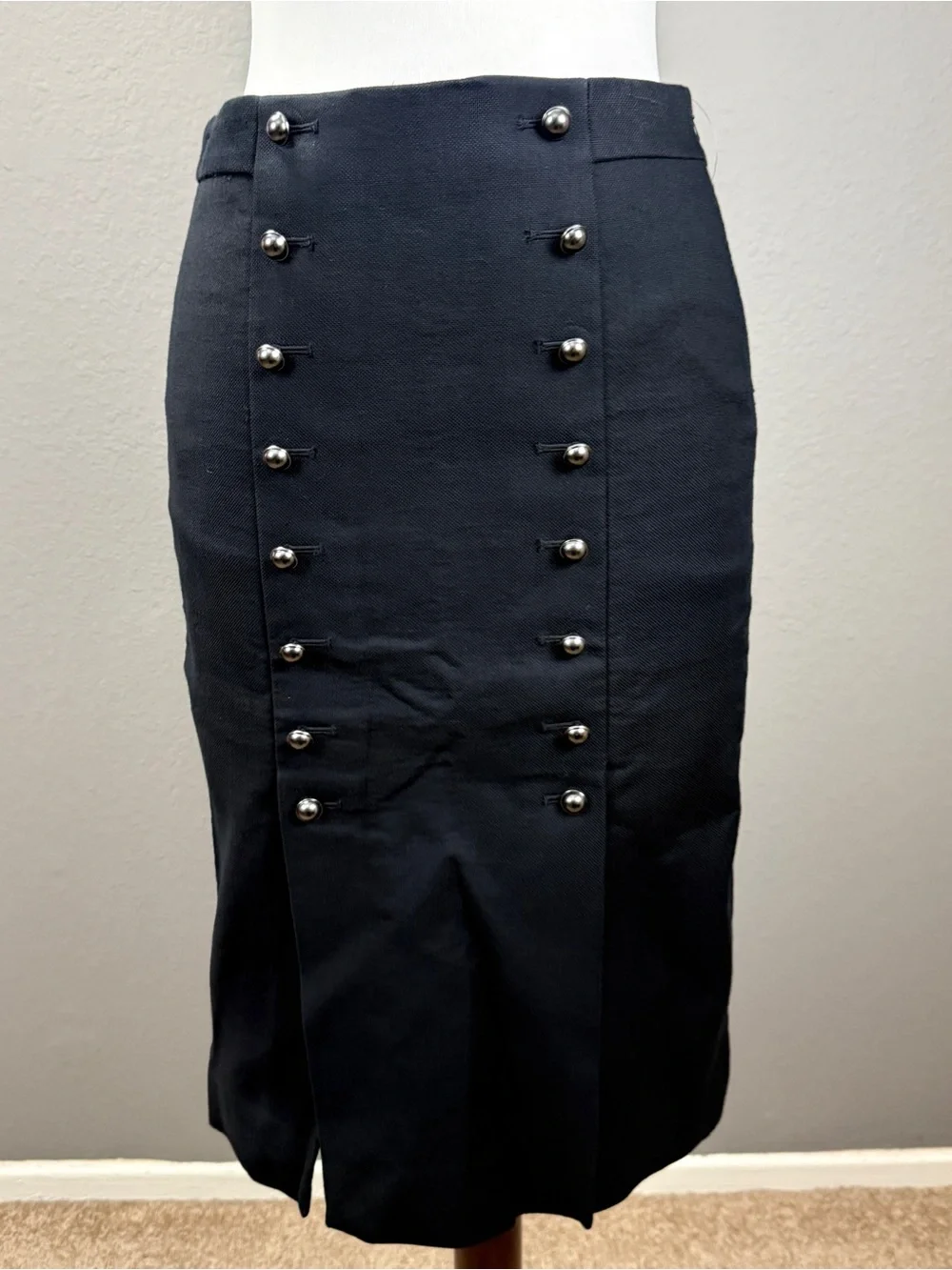 Banana Republic Heritage Collection NWT Black Midi Button Pencil Skirt Sz 2P